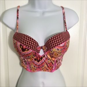 VS Pink patterned cut-out push-up bustier bra 34D